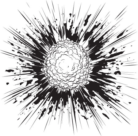 Explosive Impact Black Comic Explosion Icon in Vector Kaboom Action Packed Comic Explosion Design
