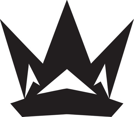 Iconic Power Unleashed Black Emblem Design Black and Majestic Crown Vector Symbolのイラスト素材