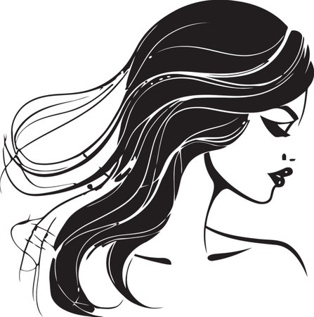 Mystical Charm Emblem with Black Female Face Eternal Elegance Logo of a Womans Faceのイラスト素材