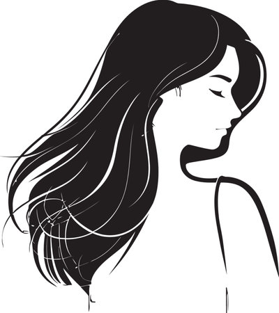 Mystical Beauty Logo with a Womans Profile in Black Elegant Lines Black Female Face in Logoのイラスト素材