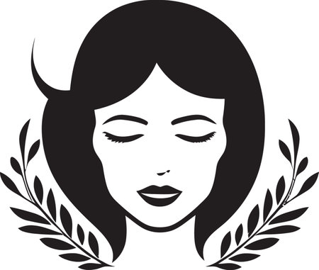 Feminine Allure Black Logo with Females Face Eternal Beauty Logo Design with a Female Faceのイラスト素材