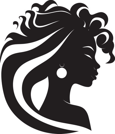 Graceful Gaze Vector Icon of a Womans Visage Iconic Femininity Black Face Design Emblemのイラスト素材