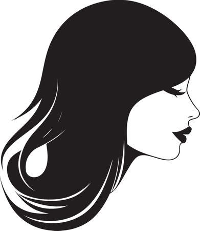 Iconic Beauty Vector Icon with Monochrome Female Face Mystical Aura Emblem with Black Female Profileのイラスト素材