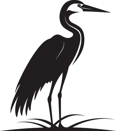 Modern Black Heron Symbol Heron Majesty in Vectorのイラスト素材