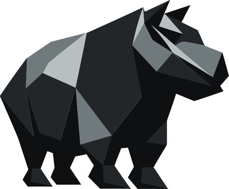 Hippo Profile in Contemporary Design Black and White Hippo Iconic Designのイラスト素材