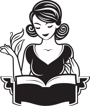 Ink of Knowledge Woman Instructs through Book Symbol Educational Artistry Female Teacher and Vector Bookのイラスト素材