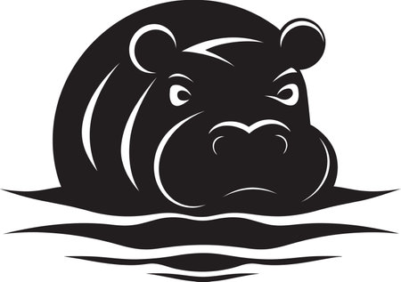 Sleek Hippo Profile in Black Hippo Symbol for Modern Brandingのイラスト素材