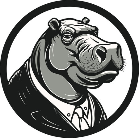 Hippopotamus Majesty in Vector Hippo in Motion Vector Iconのイラスト素材