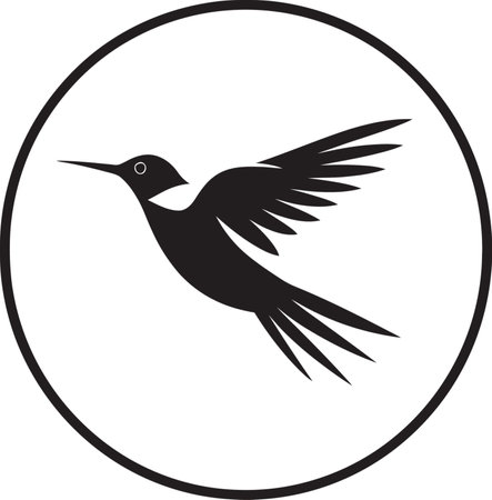 Hummingbird Profile in Vector Art Bold Hummingbird Vector Emblemのイラスト素材