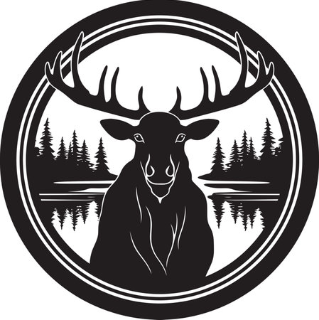 Sleek Moose Iconic Design Abstract Moose in Motionのイラスト素材