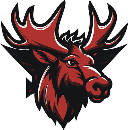 Moose Logo Design with Bold Black Appeal Majestic Moose in Vector Artformのイラスト素材