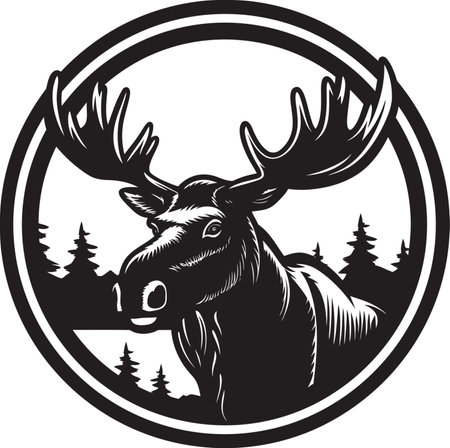 Regal Moose Logo in Vector Art Moose Profile with Contemporary Stylingのイラスト素材