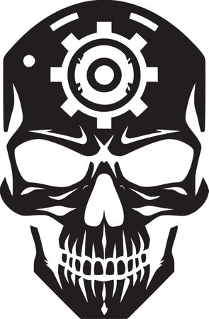 Steampunk inspired Cyber Skull The Fusion of Eras Mechanical Skull Logo A Glimpse into Cybernetic Intrigueのイラスト素材