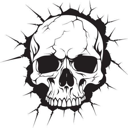 Emerging from Shadows The Mystery of the Vector Skull Peek Behind the Wall A Cryptic Skull Icon Revealedのイラスト素材