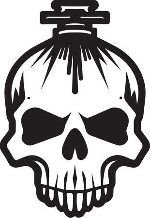 Skeletal Mystery Black Vector Design Enigmatic Skull Badge Vector Artistryのイラスト素材
