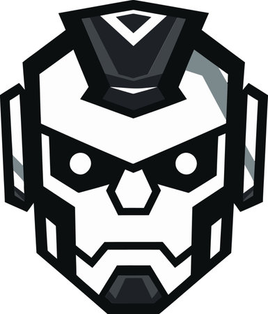Elegant Mini Mech A Stylish Logo Design The Robot Scout A Futuristic Vector Iconのイラスト素材