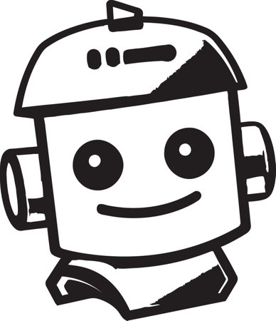 Epic Cyber Companion A Space Age Vector Logo Techno Trooper A Mini Robot Guardianのイラスト素材