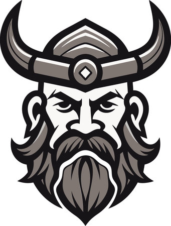 Valhallas Guardian A Divine Viking Emblem Frosty Marauder A Viking Icon of Iceのイラスト素材