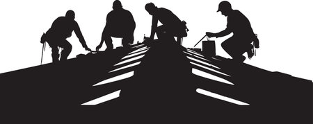 Steep Descent A Roof Workers Emblem of Skill High Above A Roofing Professionals Symbolのイラスト素材