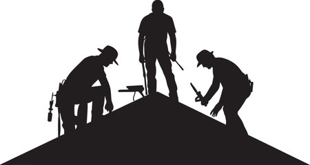 The Roof Whisperer A Black Vector Roofing Symbol Gable Gladiator A Roof Workers Emblem of Precisionのイラスト素材