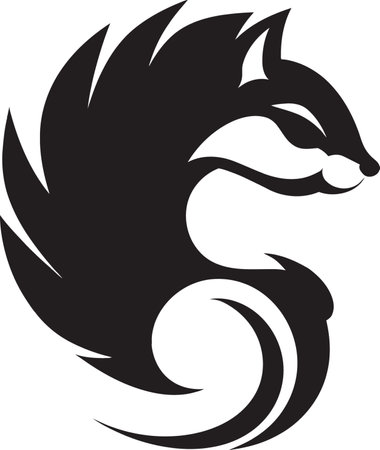 Chipmunk Tail Logo Icon Black Vector Chipmunk Cheek Logo Icon Black Vectorのイラスト素材