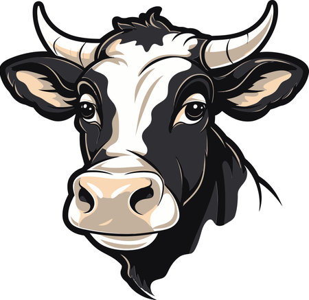 Vector Dairy Cow Logo Black for Mobile Dairy Cow Logo Icon Black Vector for Desktopのイラスト素材