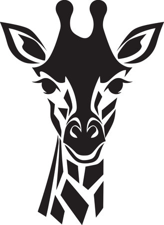 Natures Towering Beauty Vector Giraffe Artistic Grace in Monochrome Giraffe Symbolのイラスト素材
