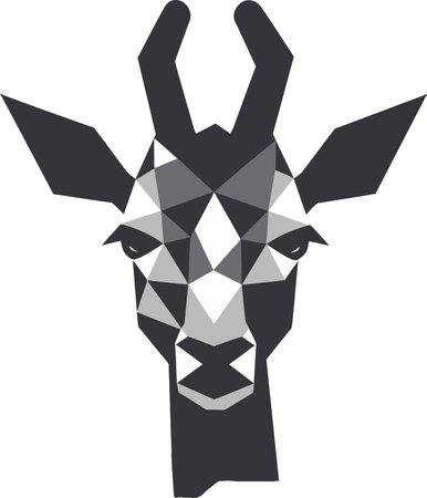Emblematic Grace in Monochrome Icon Serene Safari Sentinel Giraffe Vectorのイラスト素材