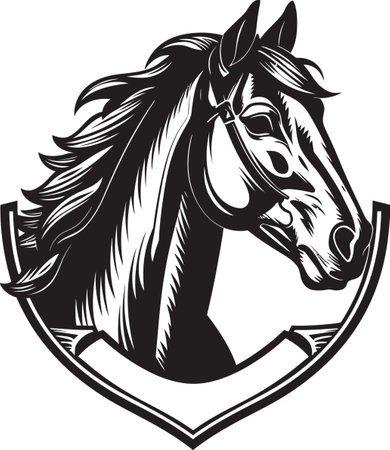 Riders Serenity Monochromatic Horse Icon Majestic Equine Elegance Black Vector Artのイラスト素材