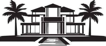 Sleek Villa Realty Modern Monochrome Emblem Minimalistic Villa Majesty Black Property Designのイラスト素材