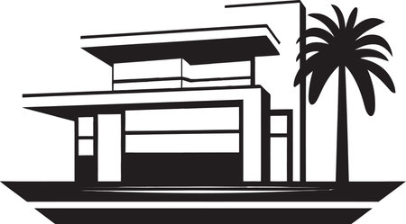 Iconic Urban Living Black Villa Symbol Simplistic Villa Realty Monochrome Emblem Designのイラスト素材