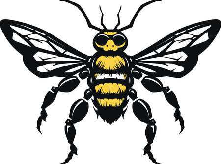 Muscular Hive Defender Black Vector Emblem Regal Stinger Ambassador Emblematic Symbolのイラスト素材