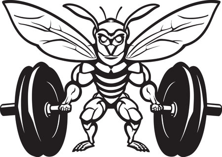 Serenity in Black and White Hornet Symbol Powerful Silhouette Profile Iconic Emblemのイラスト素材