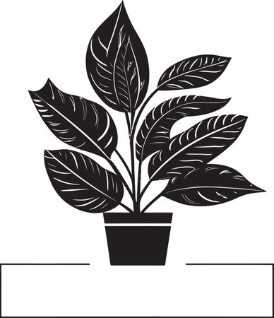 Iconic Greenery Emblem Monochrome Symbol Regal Plant Pot Majesty Black Vector Artのイラスト素材