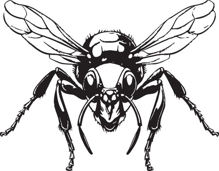 Insect Majesty in Black Hornet Symbol Iconic Hornet in Monochrome Vector Mascot Emblemのイラスト素材