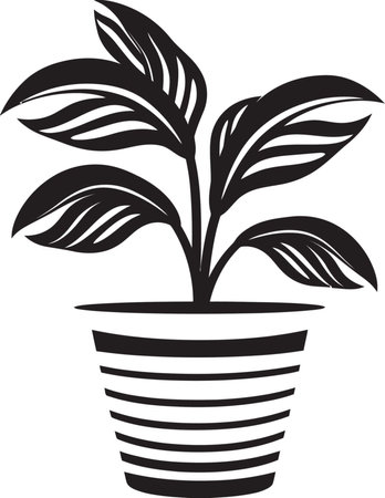Majestic Majesty of Growth Vector Plant Pot Lush Oasis Silhouette Iconic Emblemのイラスト素材