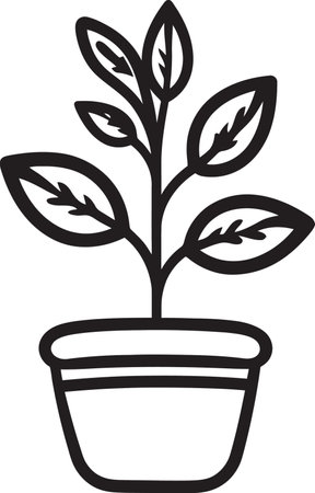 Serenity in Black and White Emblematic Pot Icon Natural Pottery Excellence Garden Logoのイラスト素材