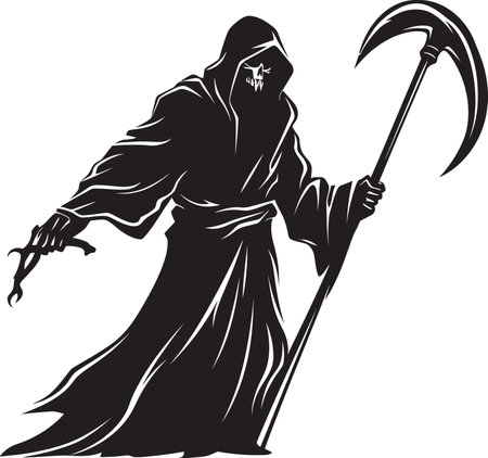 Majestic Transition Iconic Reaper Icon Embrace of Destiny Monochromatic Logo Emblemのイラスト素材