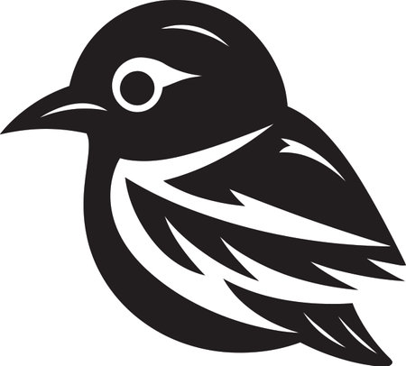 Simplistic Beauty in Monochrome Stylish Robin Elegant Harmony in Flight Iconic Bird Logoのイラスト素材