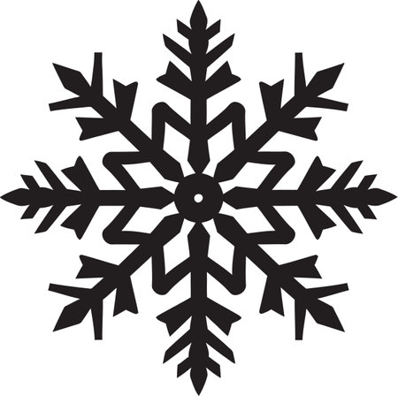 Symbol of Snow Monochrome Snowflake Icon Majestic Ice Crystal in Black Vector Emblemのイラスト素材