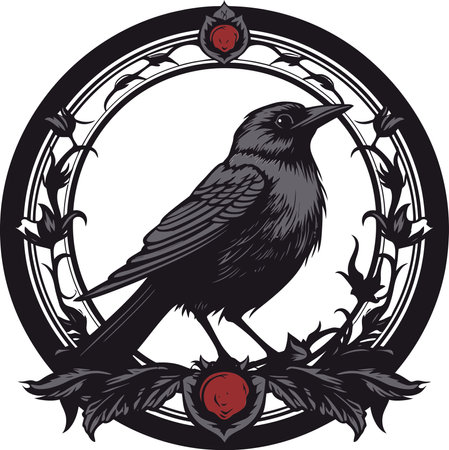 Noble Avian Guardian Emblematic Symbol Elegant Melody in Black Logo Emblemのイラスト素材