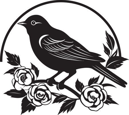 Natures Harmonious Icon Iconic Robin Bird Regal Birdsong Majesty Emblematic Logoのイラスト素材