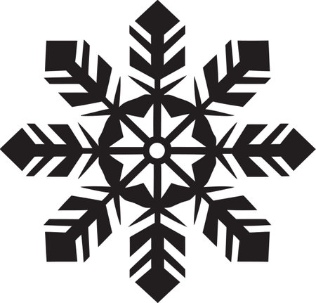 Elegance in Snowflakes Emblematic Symbol Noble Guardian of Iciness Black Vector Designのイラスト素材