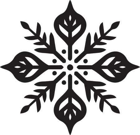 Regal Ice Crystal Majesty Vector Snow Symbol Serenade in Black and White Iconic Logoのイラスト素材