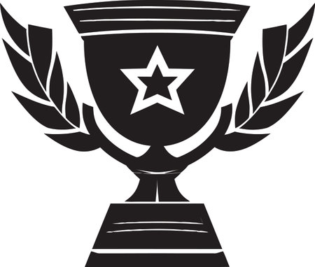 Champions Pride Iconic Monochromatic Trophy Vector Triumphant Emblem Black Trophy Logo Silhouetteのイラスト素材