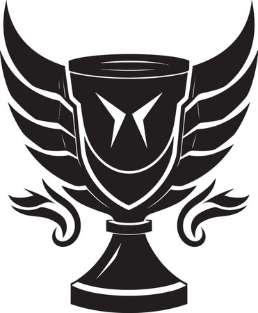 Regal Trophy Majesty Emblematic Achievement Emblem Serenity in Black and White Winning Designのイラスト素材
