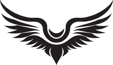 Elegant Symbol of Tranquility Vector Angel Wings Silhouette Heavenly Majesty in Monochrome Emblematic Designのイラスト素材
