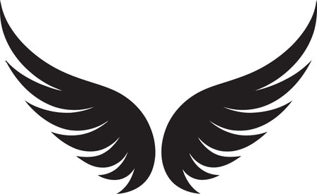 Divine in Monochrome Emblematic Angel Wings Art Elegance in Spirits Serenity Monochromatic Logoのイラスト素材