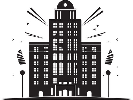 ToweringAura Elegance in Building Vector Logo UrbanRise Tailored Vectorized Building Iconのイラスト素材
