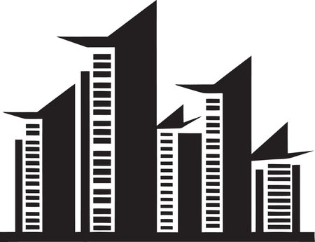SkyscraperMark Sleek Vector Building Emblem CityScapeCraft Elegant Building Vector Logoのイラスト素材